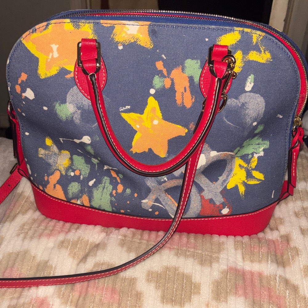 Dooney & Bourke Blue and Red Floral Satchel